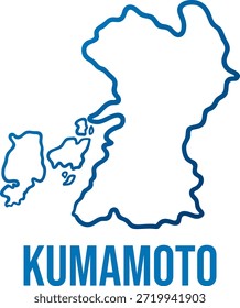 Prefectura de Kumamoto mapa lineal simplificado dibujado a mano