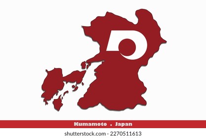 Kumamoto Prefecture in Japan Flag Map