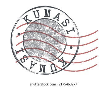 Kumasi, Ghana Stamp Map Postal. Silhouette Seal Roads and Streets. Passport Round Design. Vector Icon. Design Retro Travel National Symbol.