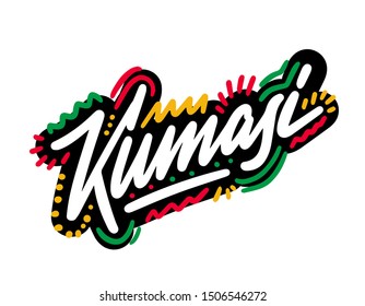 Kumasi Word Text Creative Handwritten Font Design Vector Illustration.