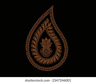 Kumbh Kalash Design for sarees  Style Design Isolated On White Background and black ad colourfull background.