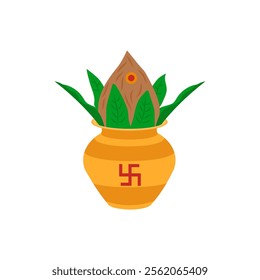 Kumbh Kalash, Diwali, Hindu, Indian Symbol Illustration