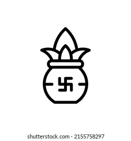 Kumbh Kalash Icon. Line Art Style Design Isolated On White Background