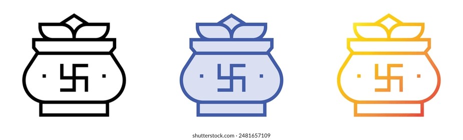 kumbh kalash icon. Linear, Blue Fill and Gradient Style Design Isolated On White Background
