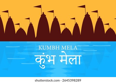 kumbh mela festival background illustration in flat design