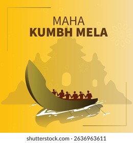Kumbh Mela or Kumbha Mela pilgrimage and festival post design 