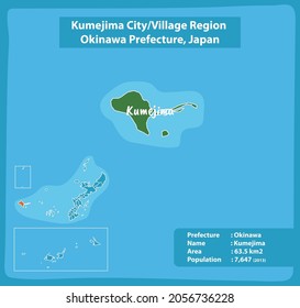 Kumejima City Village Region Okinawa Prefecture Map, Japan