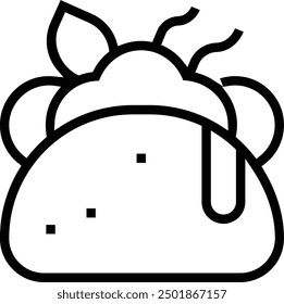 Icono de Kumpir. Diseño de estilo lineal delgado aislado sobre fondo blanco