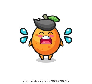 kumquat cartoon illustration with crying gesture , cute style design for t shirt, sticker, logo element