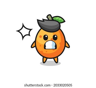 kumquat character cartoon with shocked gesture , cute style design for t shirt, sticker, logo element