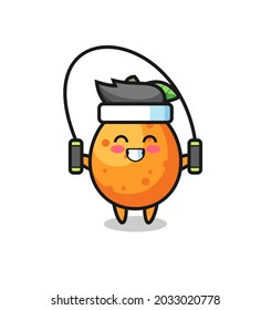 kumquat character cartoon with skipping rope , cute style design for t shirt, sticker, logo element