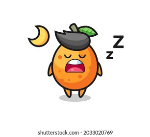 kumquat character illustration sleeping at night , cute style design for t shirt, sticker, logo element