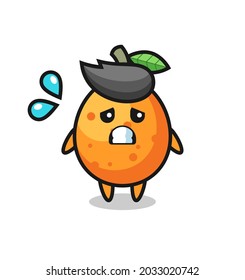 kumquat mascot character with afraid gesture , cute style design for t shirt, sticker, logo element
