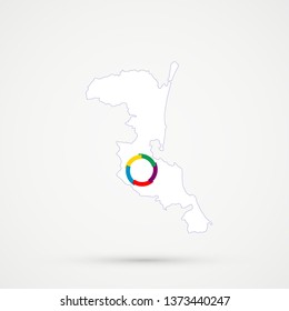 Kumykia (Kumyks ethnic territory, Dagestan) map in Francophonie flag colors, editable vector.