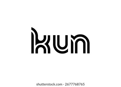 KUN Creative Unique Modern Letter Logo Design. Elegant Monogram Logo Design with Decorative Elements and Typography