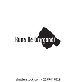 Kuna De Wargandi map and black lettering design on white background
