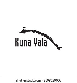 Mapa de Kuna Yala y diseño de letras negras sobre fondo blanco