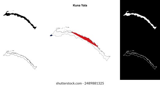 Kuna Yala province outline map set