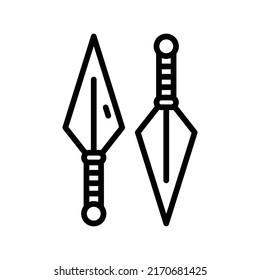 Kunai Icon. Line Art Style Design Isolated On White Background