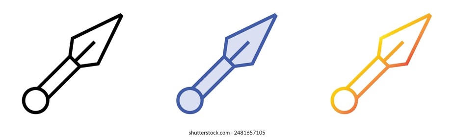 kunai icon. Linear, Blue Fill and Gradient Style Design Isolated On White Background