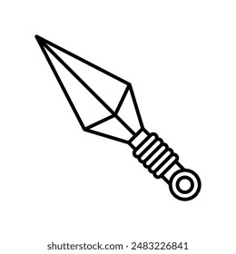 Icono de Kunai marca de logotipo lineal en blanco y negro