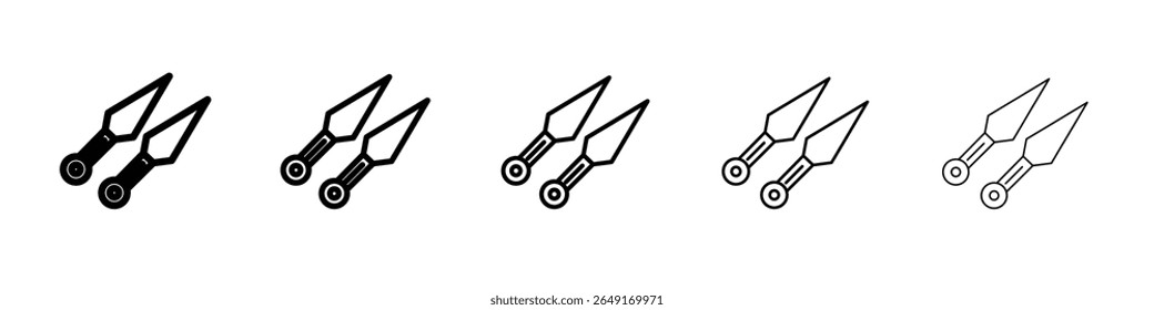 Conjunto de marca de logotipo de contorno delgado de icono de Kunai