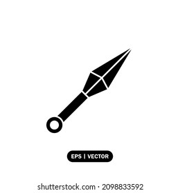 Icono de Kunai ilustra la plantilla del logotipo para muchos fines. Aislado sobre fondo blanco.