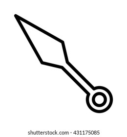 Kunai ninja throwing dagger line art vector icon for games and websites
