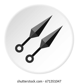 Kunai, ninja weapon icon in flat circle isolated vector illustration for web