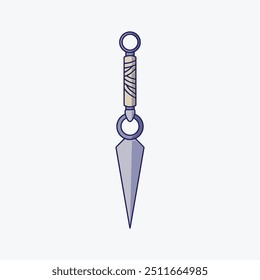 Ilustración de dibujos animados de Vector de armas ninja de Kunai, aislado sobre fondo blanco.