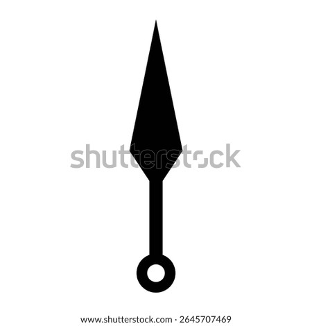 Kunai ninja weapon vector icon. Japanese throwing knife, martial arts dagger, anime or cosplay symbol. Traditional stealth tool silhouette, isolated.