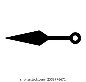 Kunai silhouette icon, kunai is japanese throwing knife or dagger.