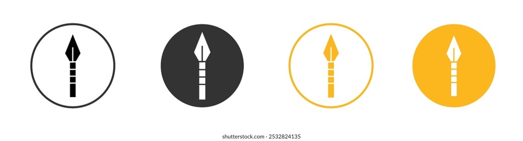 Icono de cuchillo lanzador Kunai signo de contorno de Vector blanco y negro