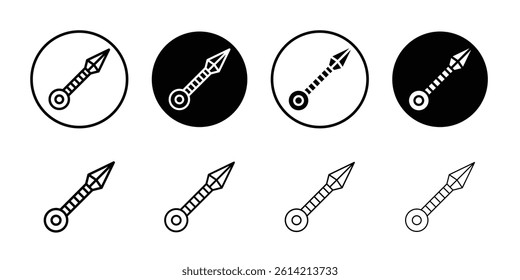 Kunai throwing knife icon Black and white outline vector