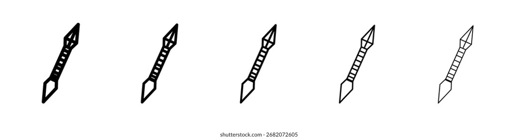 Kunai throwing knife icon black and white vector sign
