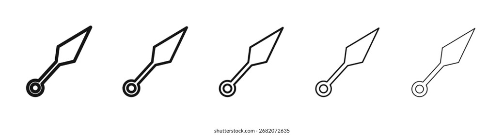 Icono de cuchillo de lanzamiento Kunai signo de Vector blanco y negro