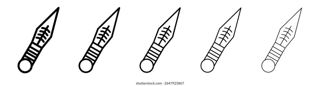 Kunai throwing knife icon isolated vector on white background set