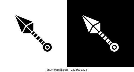 Logotipo lineal del icono del cuchillo de lanzamiento de Kunai aislado