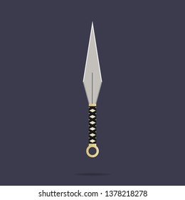 Kunai throwing knife icon. Ninja weapon. Samurai equipment. Cartoon style. Clean and modern vector illustration for design, web.