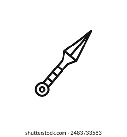 Kunai throwing knife icon outline collection in black