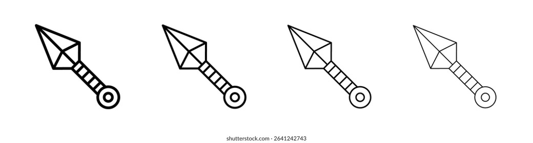 Kunai throwing knife icon Outline sign symbol set