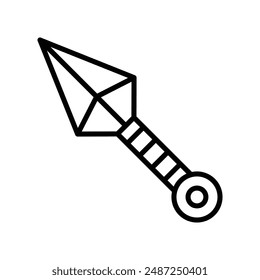 Kunai lanzando cuchillo lineal logo marca en blanco y negro