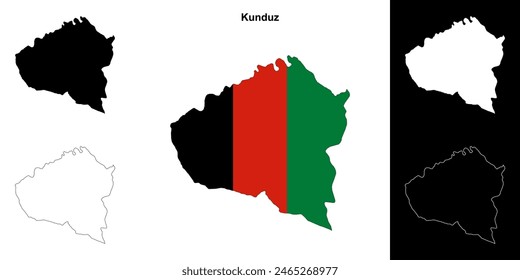 Kunduz province outline map set