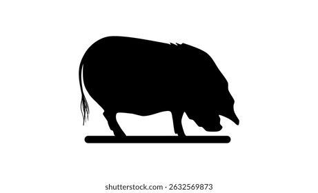 Kunekune pig, black isolated silhouette