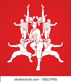 Kung fu action composition graphic vector