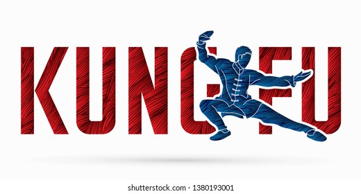 Kung Fu action designed with text , Font Kung fu graphic vector