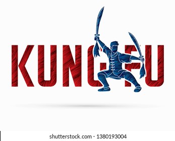 Kung Fu action designed with text , Font Kung fu graphic vector