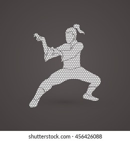 Kung fu action designed using geometric pattern graphic vector.
