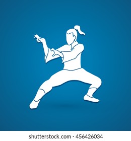 Kung fu action graphic vector.