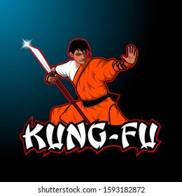 Kung fu action logo vector 